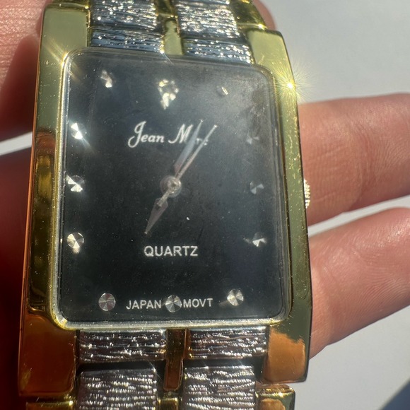 Jean‎ Marc Japan Movt Wrist Watch Black Face Quartz Numbers Shiny Needs Battery - Picture 1 of 9